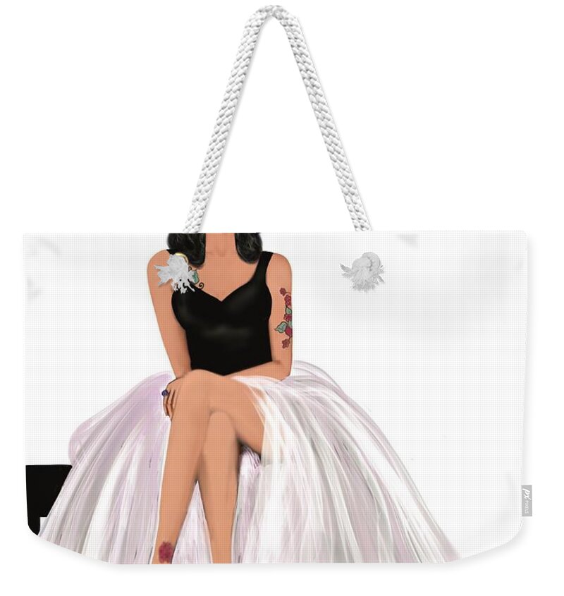 Fashion Weekender Tote Bag featuring the mixed media Comfortable in her skin by Yolanda Holmon