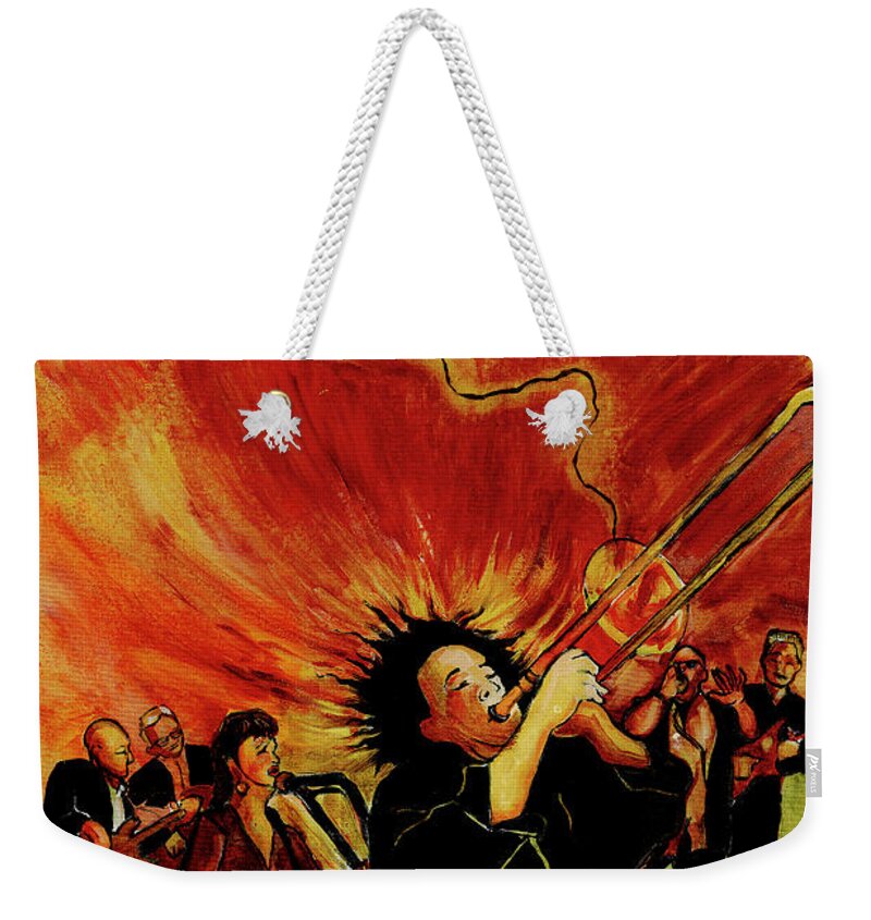 Portraits Weekender Tote Bag featuring the painting Comin' Home by Catharine Gallagher