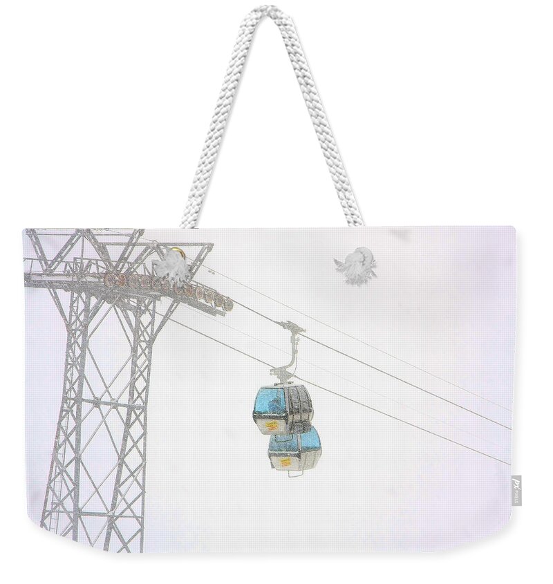 Cable Cars Weekender Tote Bag featuring the photograph Coming and Going, Top Station Tower, First by Steve Ember