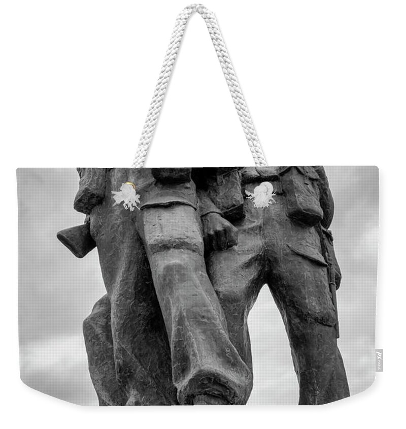 Commando Memorial Weekender Tote Bag featuring the photograph Commando memorial mono by Steev Stamford