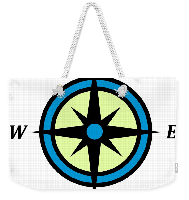 Compass Rose North South East West Navigation Nautical Weekender Tote Bag featuring the digital art Compass Rose by Nautical Chartworks