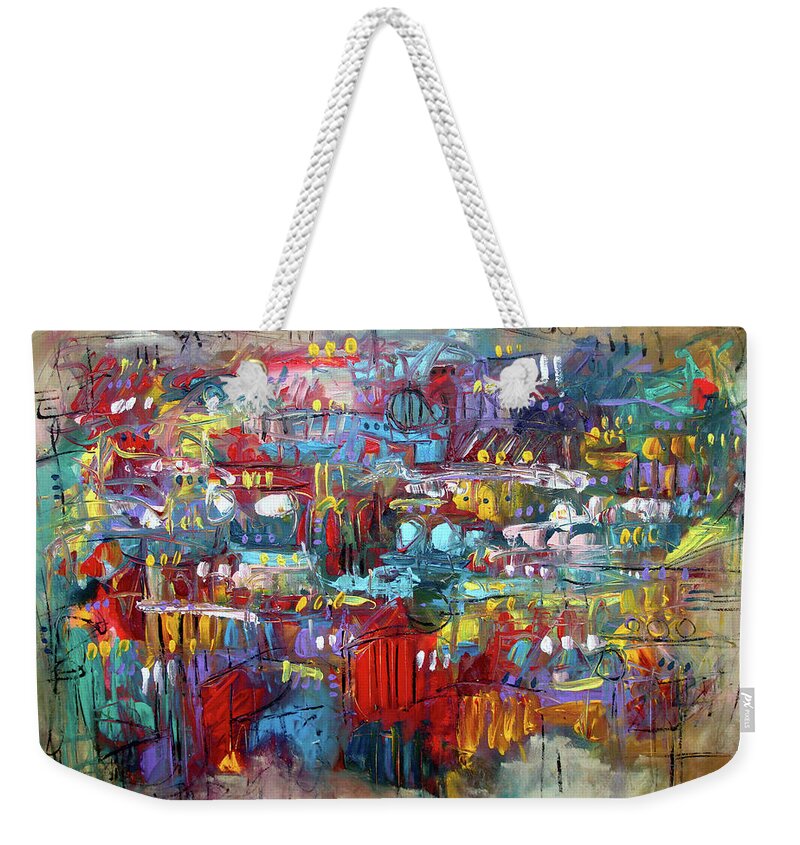 Music Weekender Tote Bag featuring the painting Composing For Joy by Jim Stallings