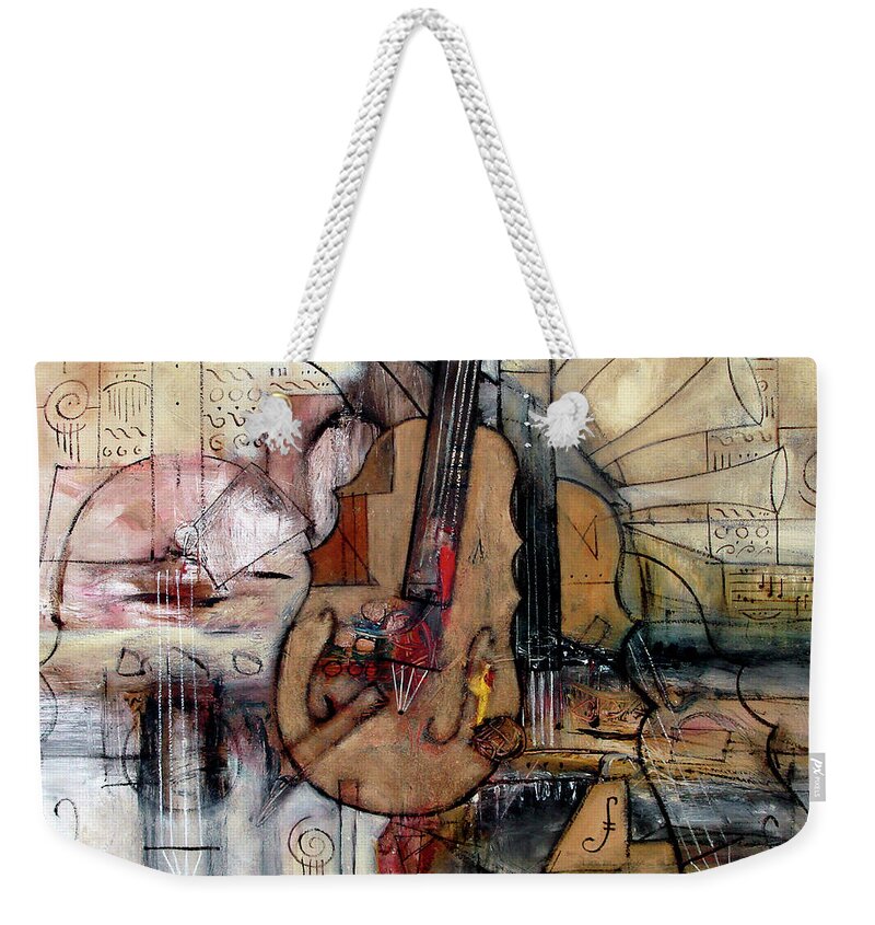 Music Weekender Tote Bag featuring the painting Composition For Joy by Jim Stallings