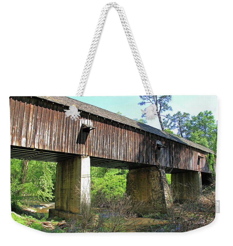 Concord Rd. Covered Bridge Weekender Tote Bag featuring the photograph Concord Road Covered Bridge - Georgia by Richard Krebs