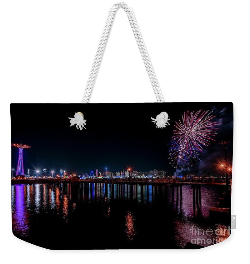 2019 Weekender Tote Bag featuring the photograph Coney Island at Night by Stef Ko