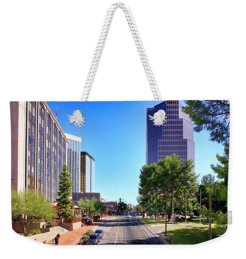 Congress Weekender Tote Bag featuring the photograph Congress Street Tucson by Chris Smith