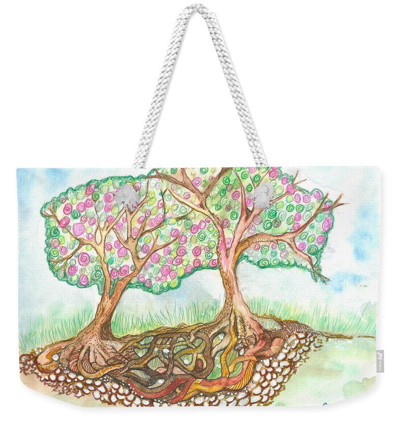 Roots Weekender Tote Bag featuring the painting Connection by Patricia Arroyo