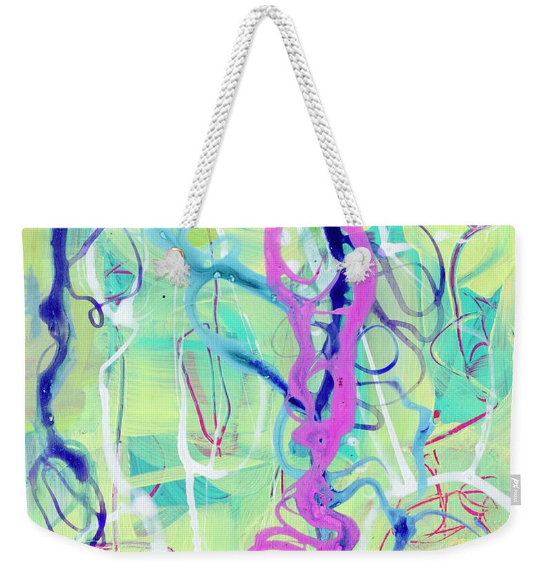 Modern Abstract Art Weekender Tote Bag featuring the painting Contemporary Abstract - Crossing Paths No. 2 - Modern Artwork Painting No. 3 by Patricia Awapara