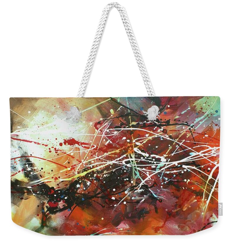 Abstract Weekender Tote Bag featuring the painting Contradictions by Michael Lang