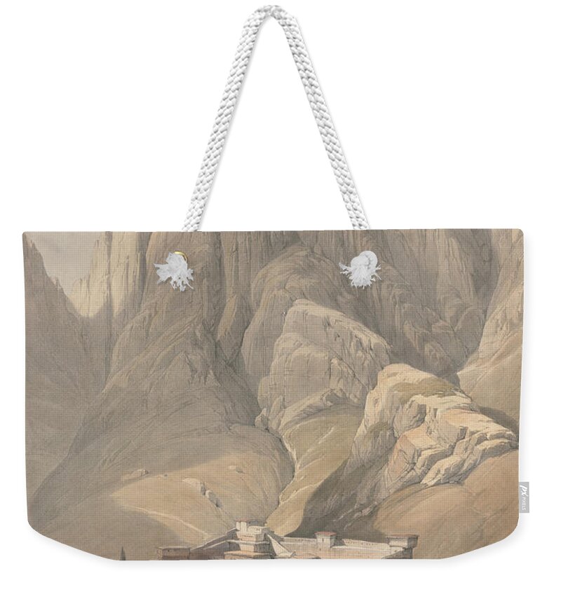 Convent Weekender Tote Bag featuring the painting Convent of St. Catherine with Mount Horeb q1 by Historic illustrations