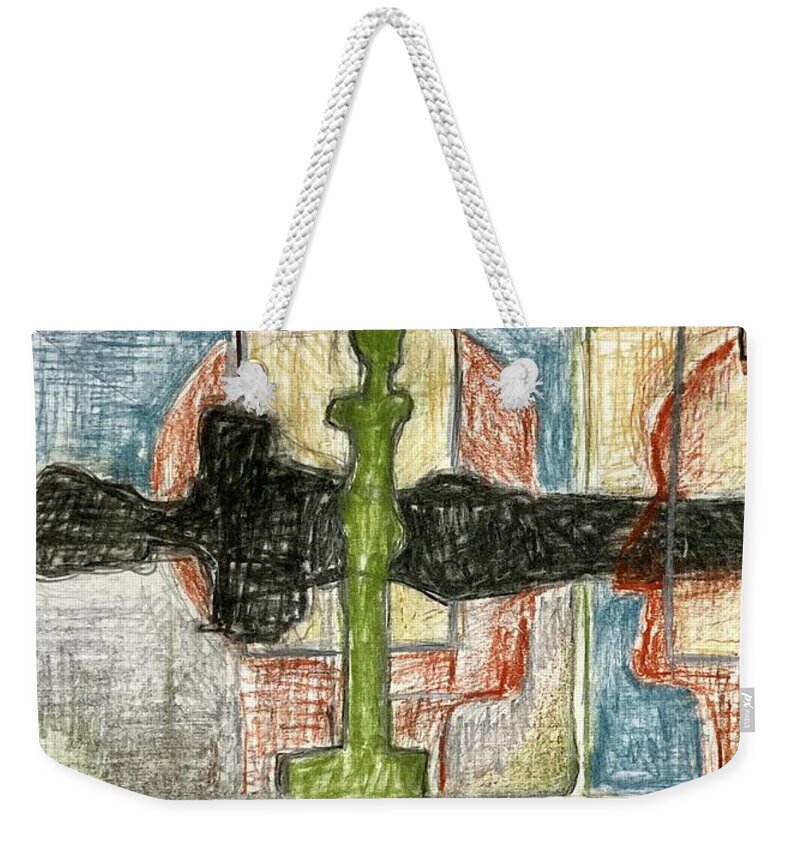 Color Charcoal Weekender Tote Bag featuring the drawing Conversation by David Euler
