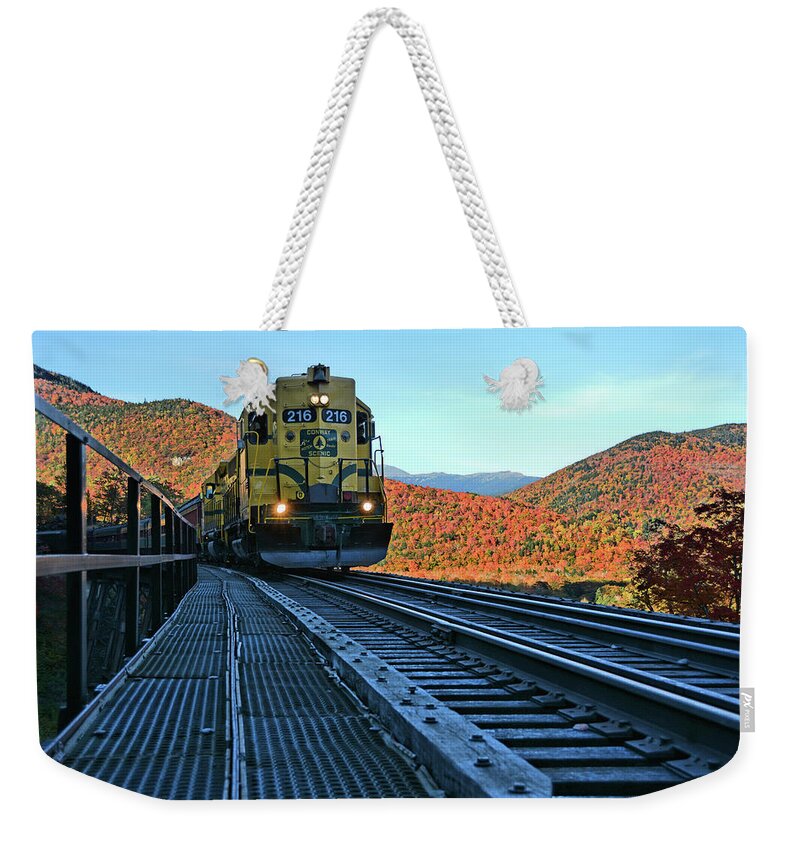 Conway Scenic Railroad Weekender Tote Bag featuring the photograph Conway Scenic Railway by Ben Prepelka
