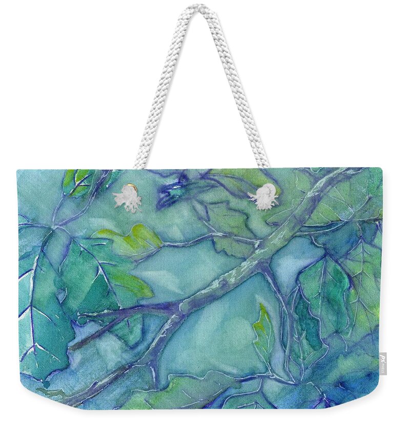 Hiking Weekender Tote Bag featuring the painting Cool Place to Rest on Prairie Trail by Tammy Nara