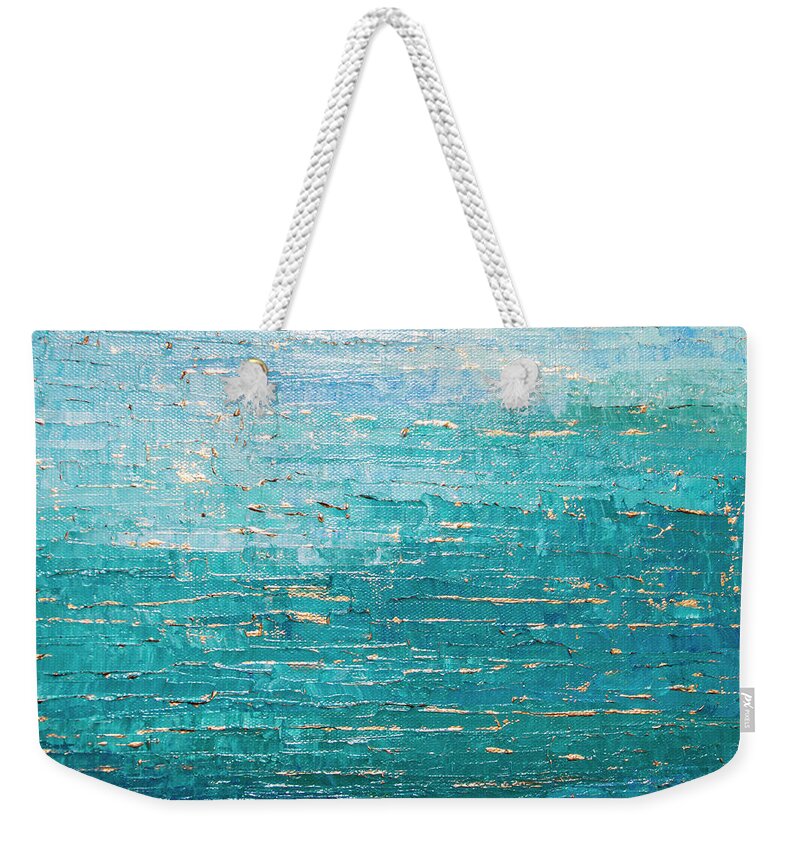 Blue Weekender Tote Bag featuring the painting Cooled Blues by Linda Bailey