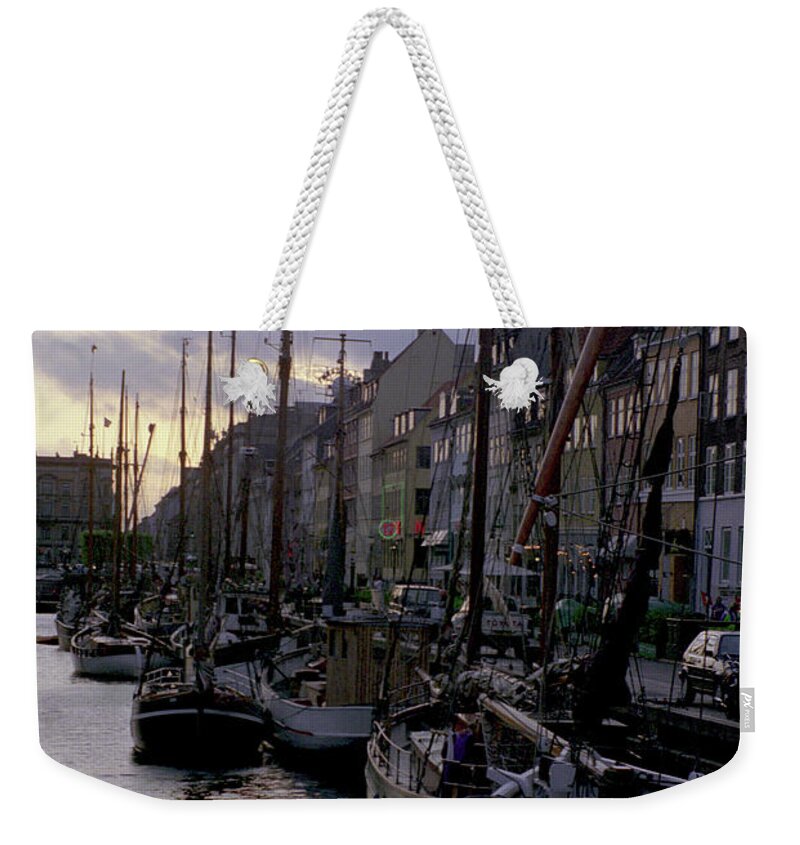 Copenhagen Weekender Tote Bag featuring the photograph Copenhagen Quay by Frank DiMarco