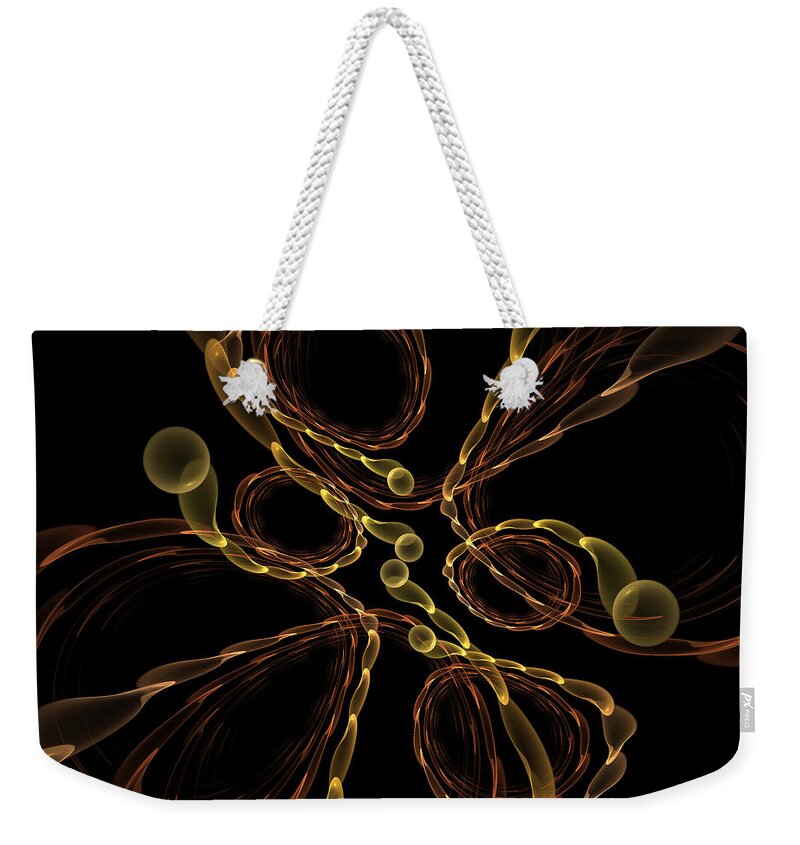 Fractal Weekender Tote Bag featuring the digital art Copper and Gold by Ronda Broatch