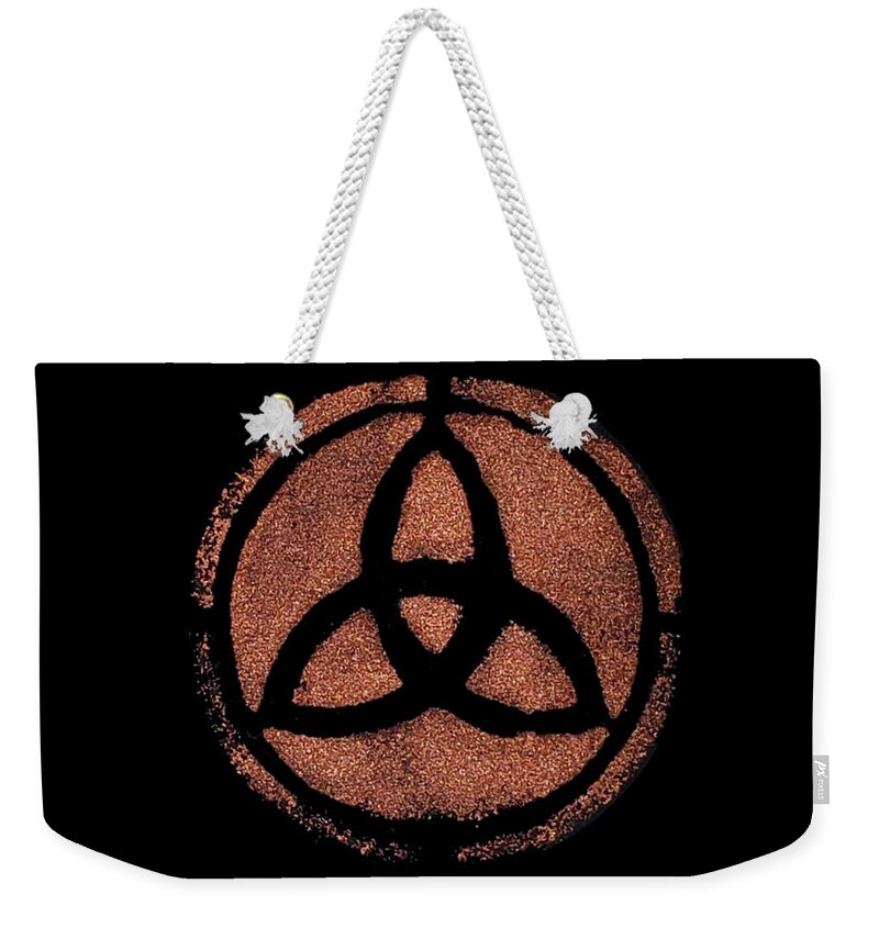 Copper Weekender Tote Bag featuring the painting Copper Triquetra by Vicki Noble