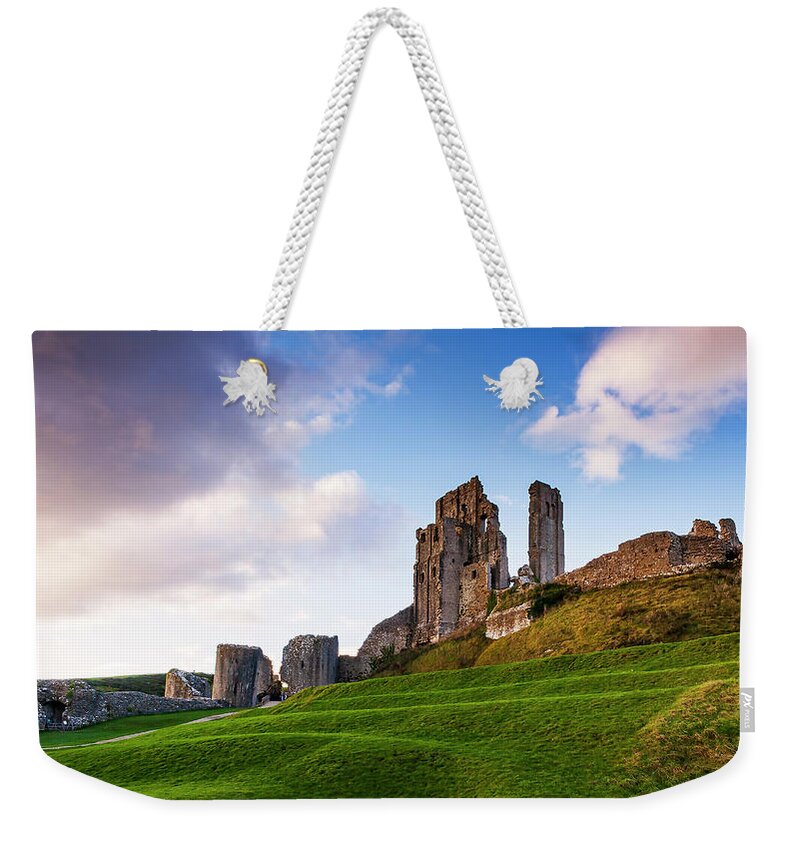 Corfe Castle Weekender Tote Bag featuring the photograph Corfe Castle by Ryan Huebel