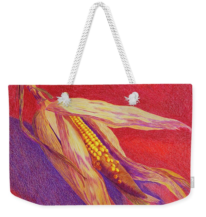 Corn Weekender Tote Bag featuring the drawing Corn Cob by Garry McMichael