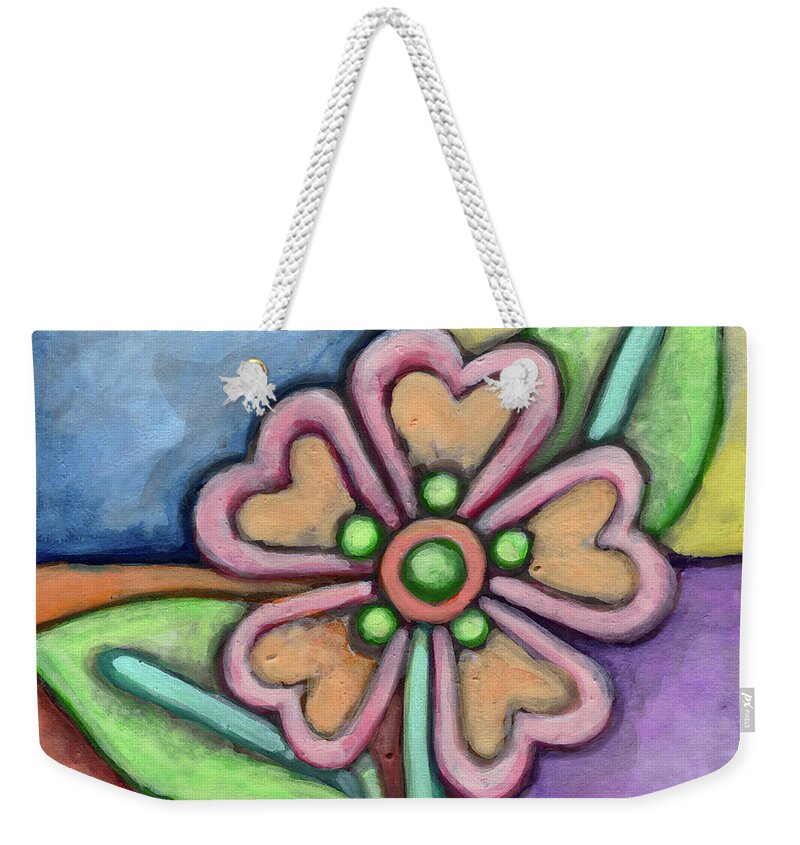 Floral Design Weekender Tote Bag featuring the painting Cornish. The Leaf and Bloom Design Collection by Amy E Fraser