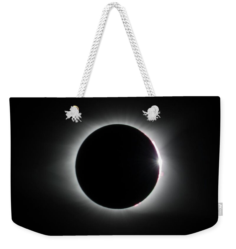 21 August 2017 Weekender Tote Bag featuring the photograph Corona BW by Melissa Southern
