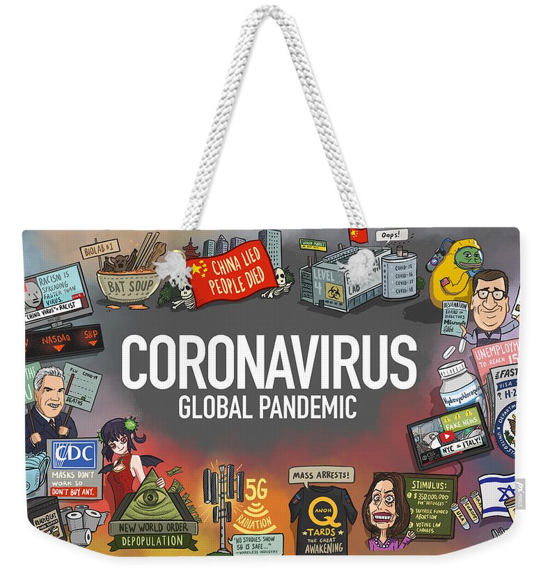 Covid-19 Weekender Tote Bag featuring the digital art Coronavirus I by Emerson Design