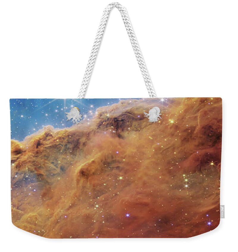Ngc 3324 Weekender Tote Bag featuring the photograph Cosmic Cliff Right Panel by Karen Foley