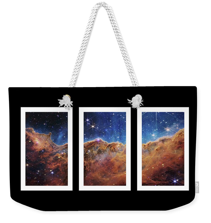 Ngc 3324 Weekender Tote Bag featuring the photograph Cosmic Cliff Tri Panel by Karen Foley