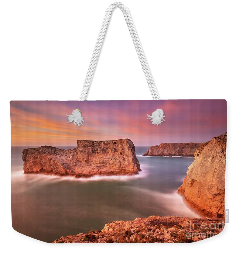 Portugal Weekender Tote Bag featuring the photograph Costa Vincentina sunset, Portuguese Algarve by Neale And Judith Clark