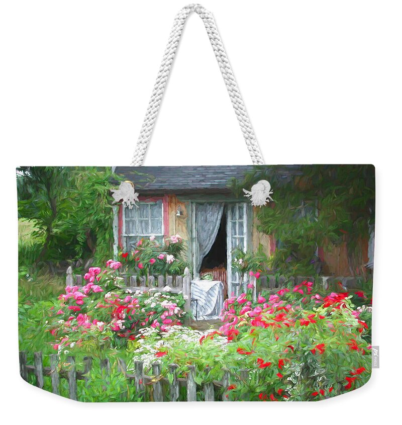 Cottage Weekender Tote Bag featuring the digital art Country Charm by Susan Hope Finley