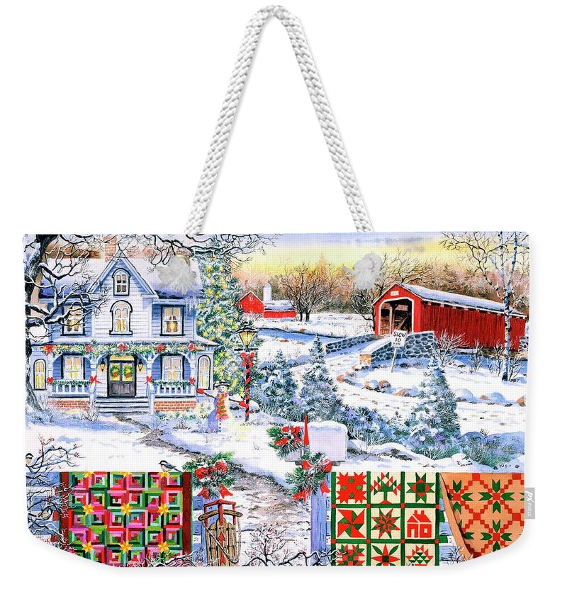 Snow Weekender Tote Bag featuring the painting Country Christmas by Diane Phalen