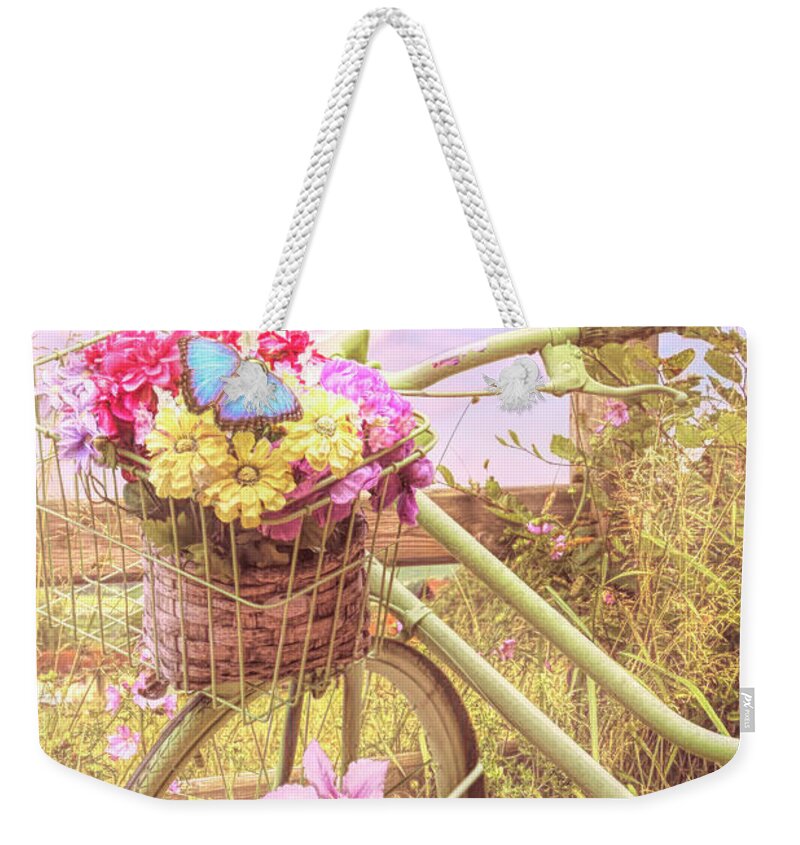 Birds Weekender Tote Bag featuring the photograph Country Summer Breeze on a Bicycle by Debra and Dave Vanderlaan