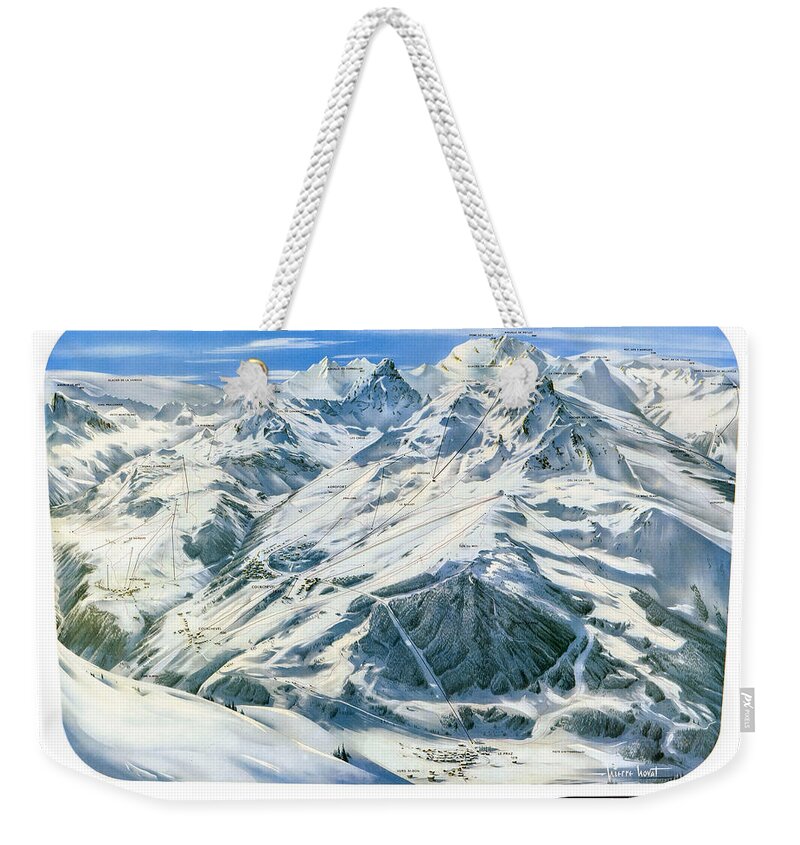 Courchevel Weekender Tote Bag featuring the digital art Courchevel Ski Map by Long Shot