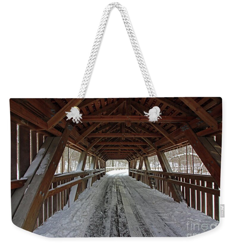 Covered Bridge Weekender Tote Bag featuring the photograph Covered Bridge Wildwood Metropark Toledo Ohio 9249 by Jack Schultz