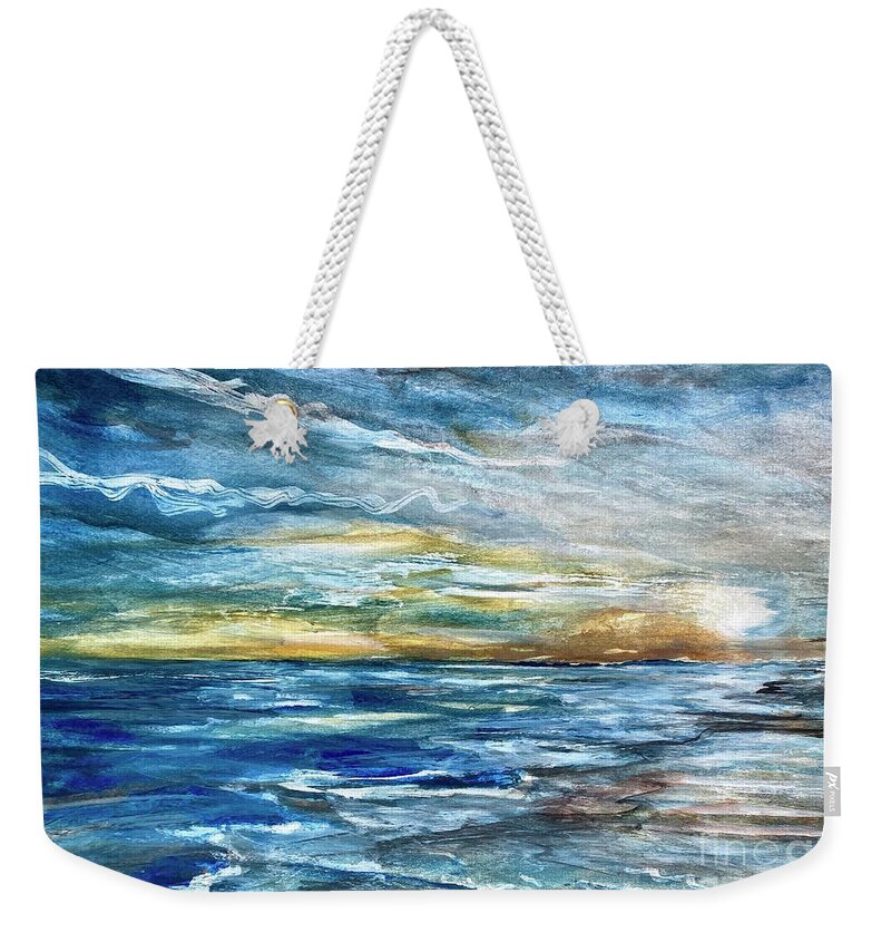 Sea Weekender Tote Bag featuring the painting CoVivid Beach by Francelle Theriot