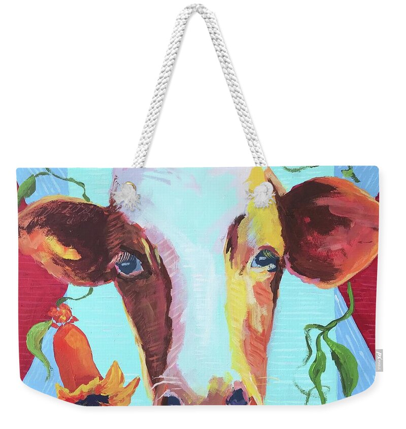 Virginia Creeper Weekender Tote Bag featuring the painting Cow Itch Vine by Carol Berning