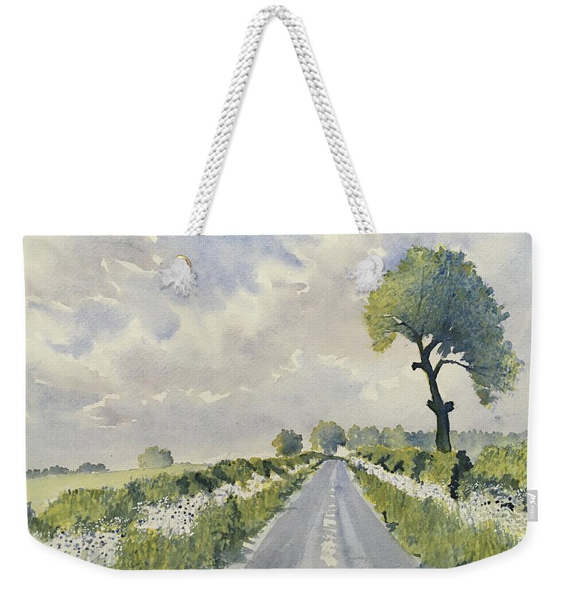Watercolour Weekender Tote Bag featuring the painting Cow Parsleyon Turkey Lane by Glenn Marshall
