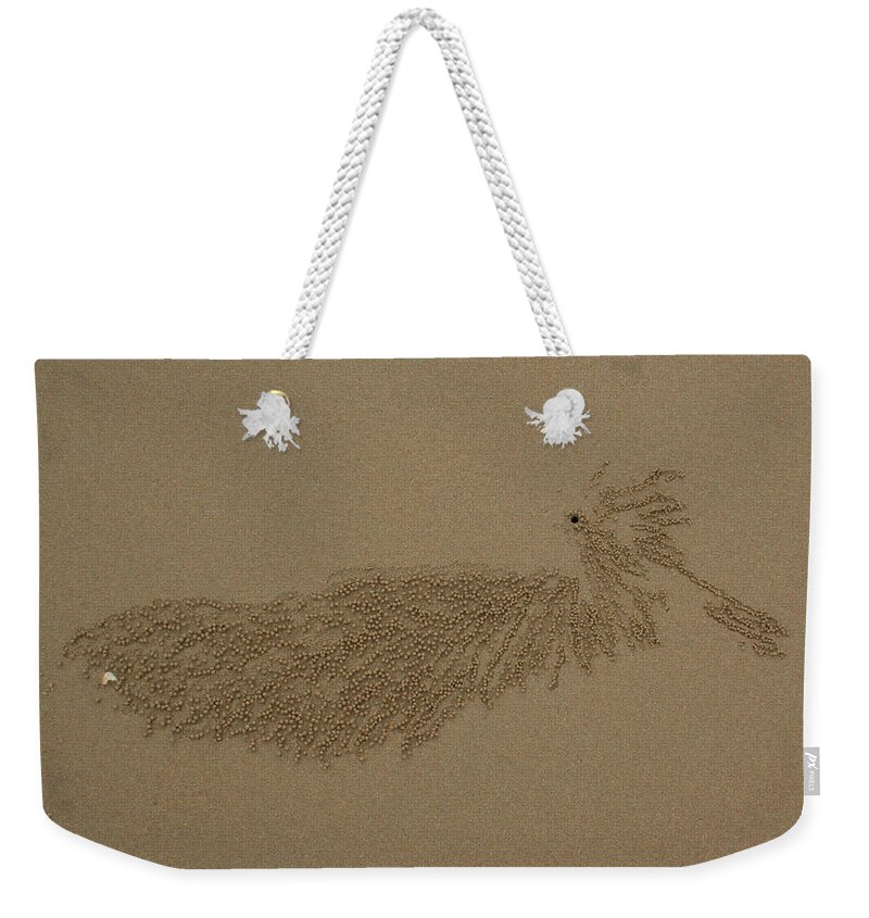 Sand Weekender Tote Bag featuring the photograph Sand Art Series - Crab Art by Maryse Jansen