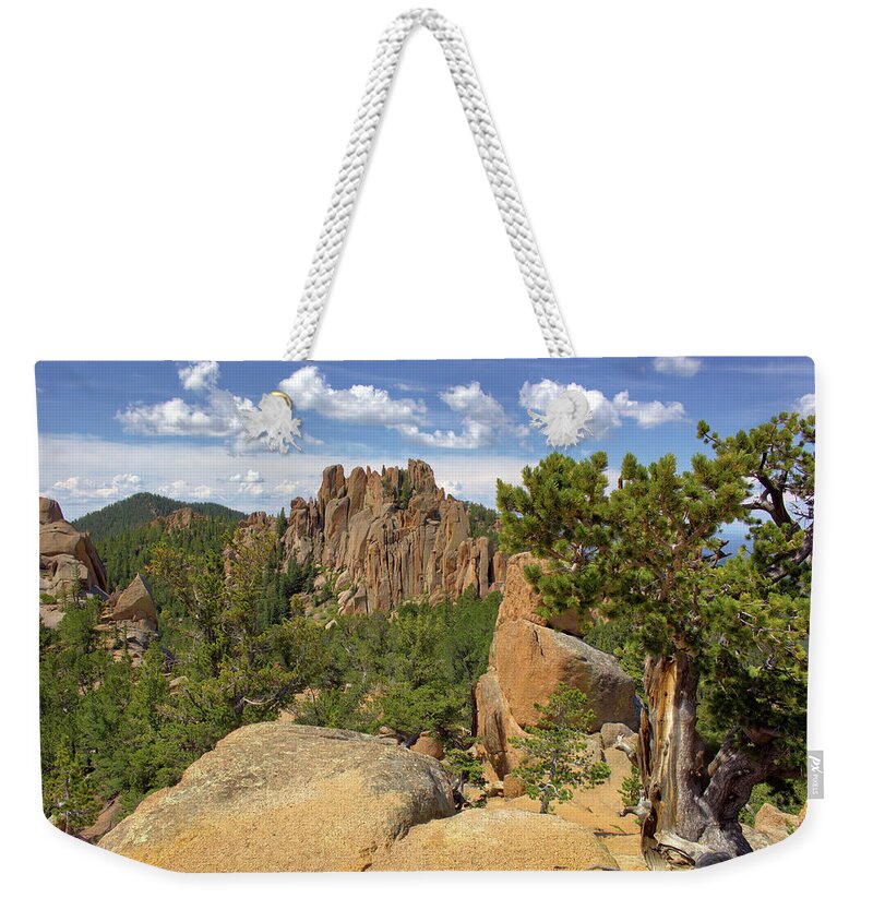 Colorado Weekender Tote Bag featuring the photograph Crags by Bob Falcone
