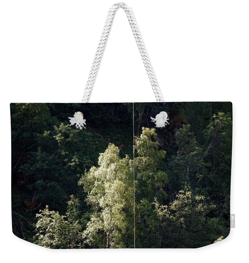 Airbus Weekender Tote Bag featuring the photograph Crane Helicopter with Bucket by Olivier Le Queinec
