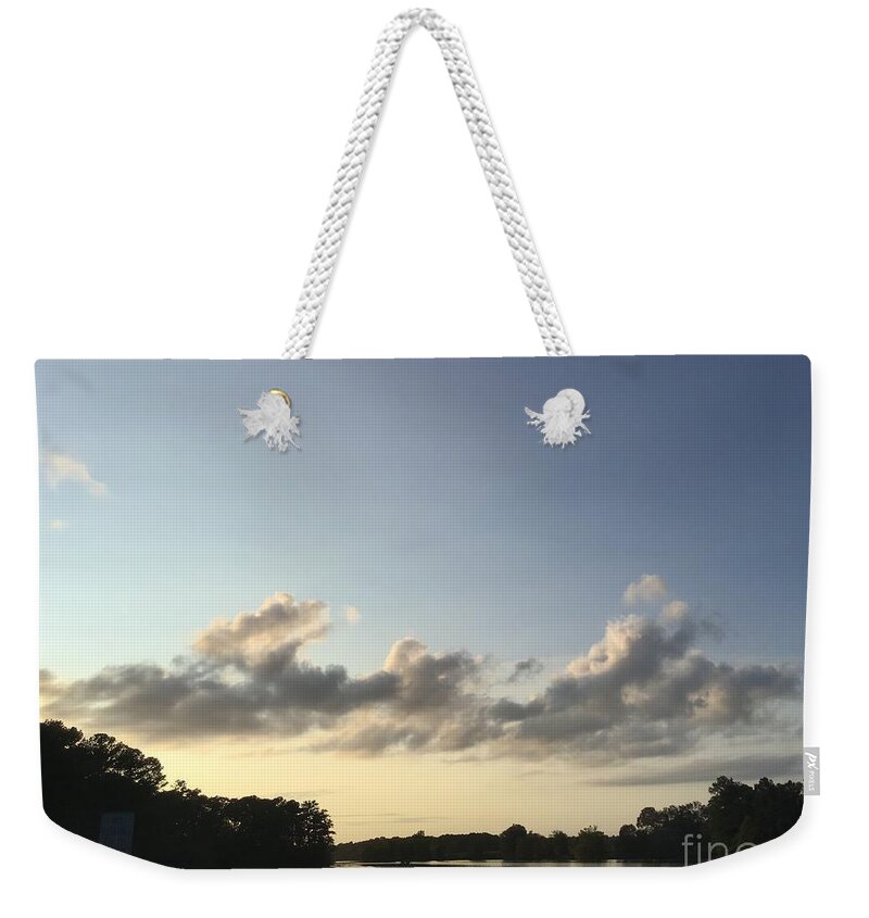Sunset Weekender Tote Bag featuring the photograph Johnson Millpond - Virginia Cream Sunset by Catherine Wilson