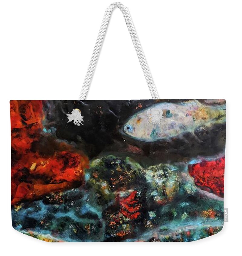 Male Weekender Tote Bag featuring the painting Creation by Greg Hester