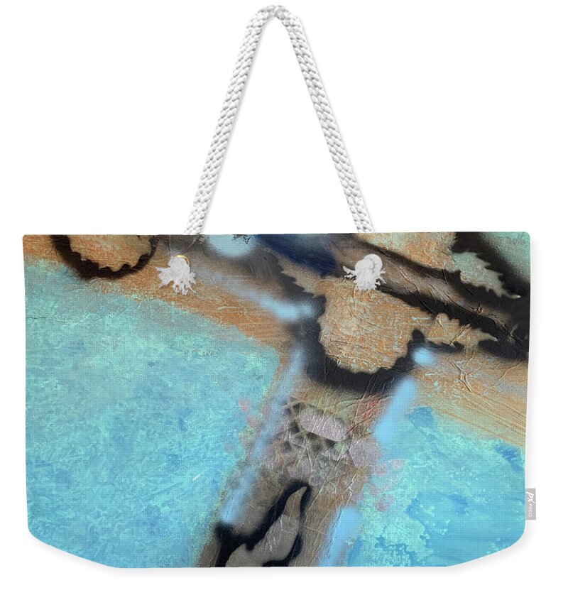 Blue Weekender Tote Bag featuring the painting Creation by Leslie Porter