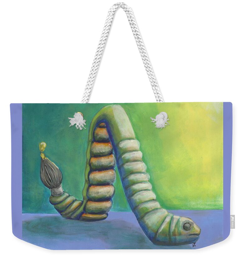 Worm Weekender Tote Bag featuring the painting Creative Juices by Vicki Noble