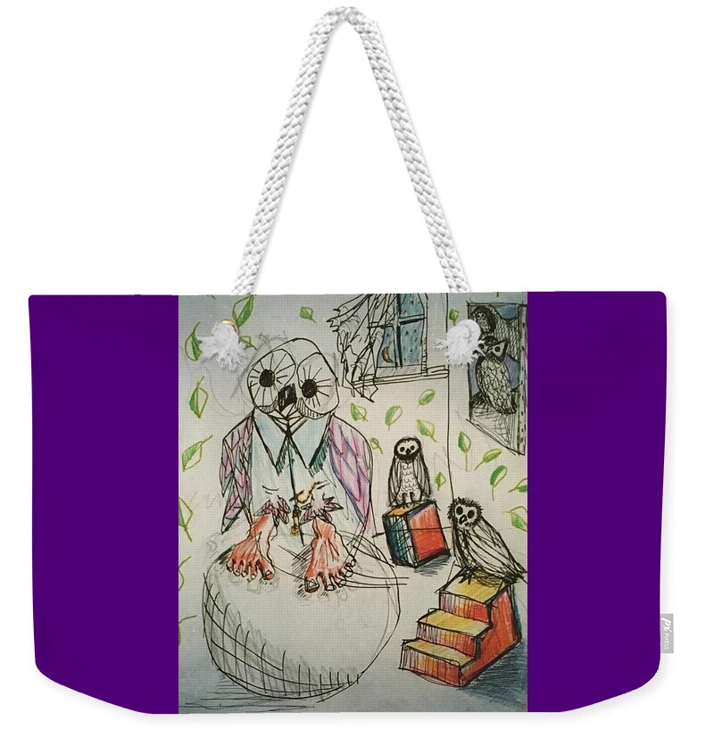 Owls Weekender Tote Bag featuring the mixed media Creativity by Ricardo Penalver deceased