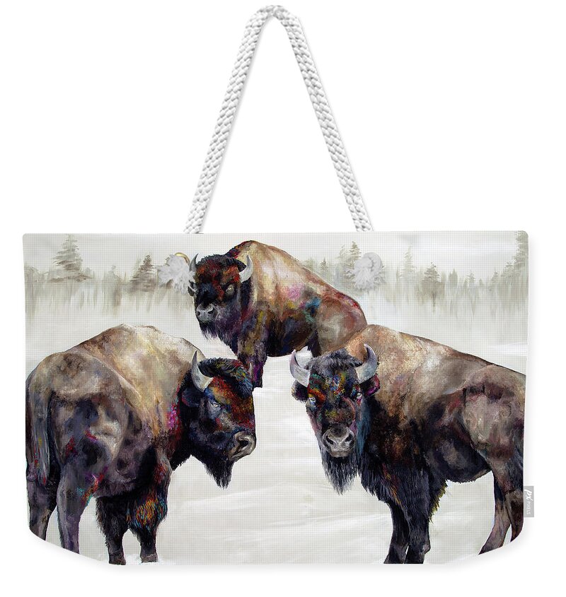 Bison Weekender Tote Bag featuring the painting Creeping Around by Averi Iris