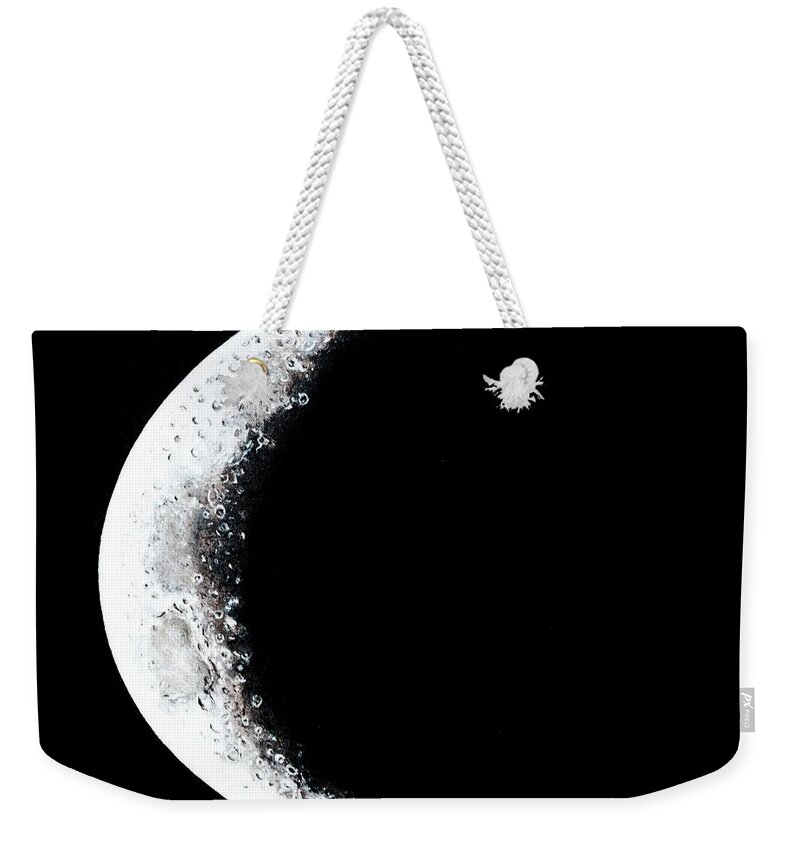 Cosmic Art Weekender Tote Bag featuring the painting Cresent moon 2 by Neslihan Ergul Colley