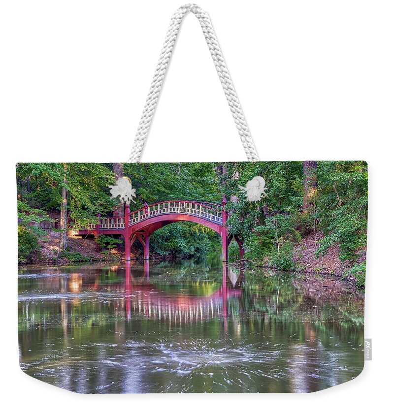 Crim Dell Bridge Weekender Tote Bag featuring the photograph Crim Dell Bridge Reflected by Jerry Gammon