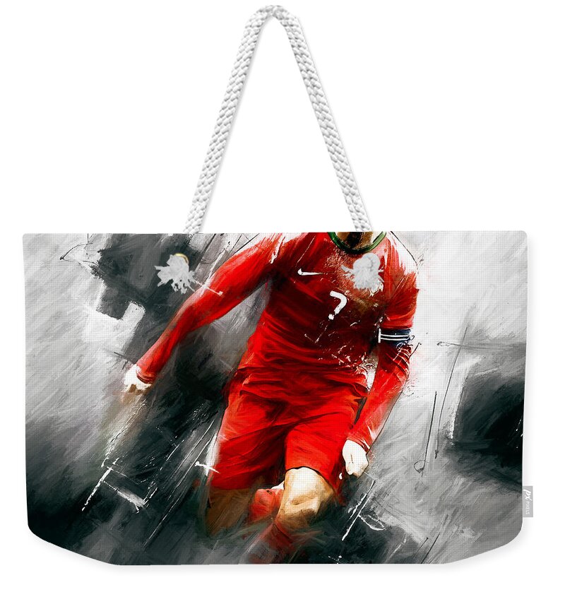 Cristiano Ronaldo Weekender Tote Bag featuring the painting Cristiano Ronaldo 06i by Gull G