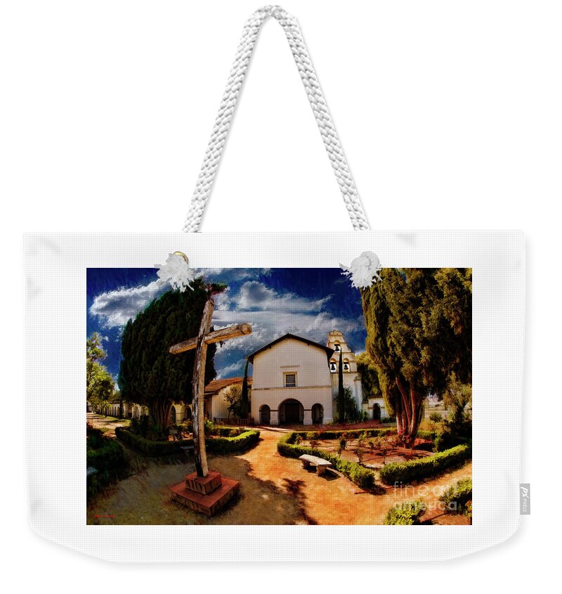 San Juan Bautista Mission Weekender Tote Bag featuring the photograph Cross In Front Of San Juan Bautista Mission in California by Blake Richards